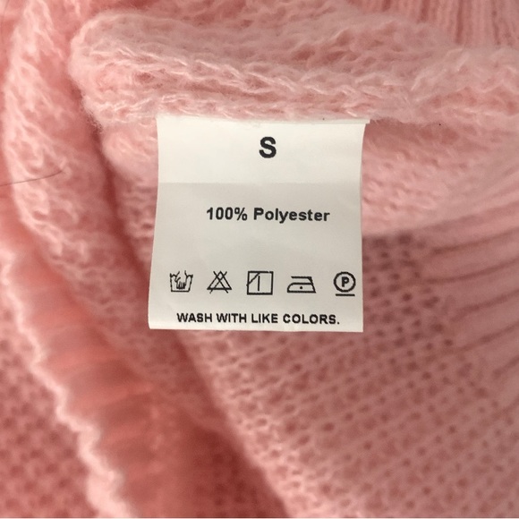 NEW Pointelle Knit Long Sleeve Crew Neck Semi-Sheer Sweater Pink Small - Picture 7 of 7